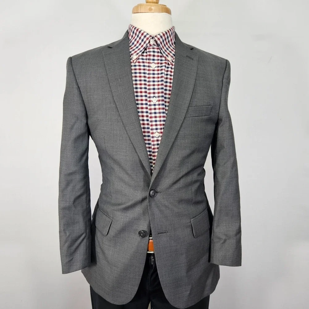 JOS A BANK Metropolitan Men's Sport Coat Blazer Two‎ Button Gray Slim Fit 38R